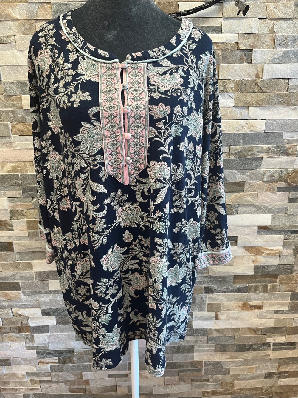 J. Jill Navy Paisley Lined Top